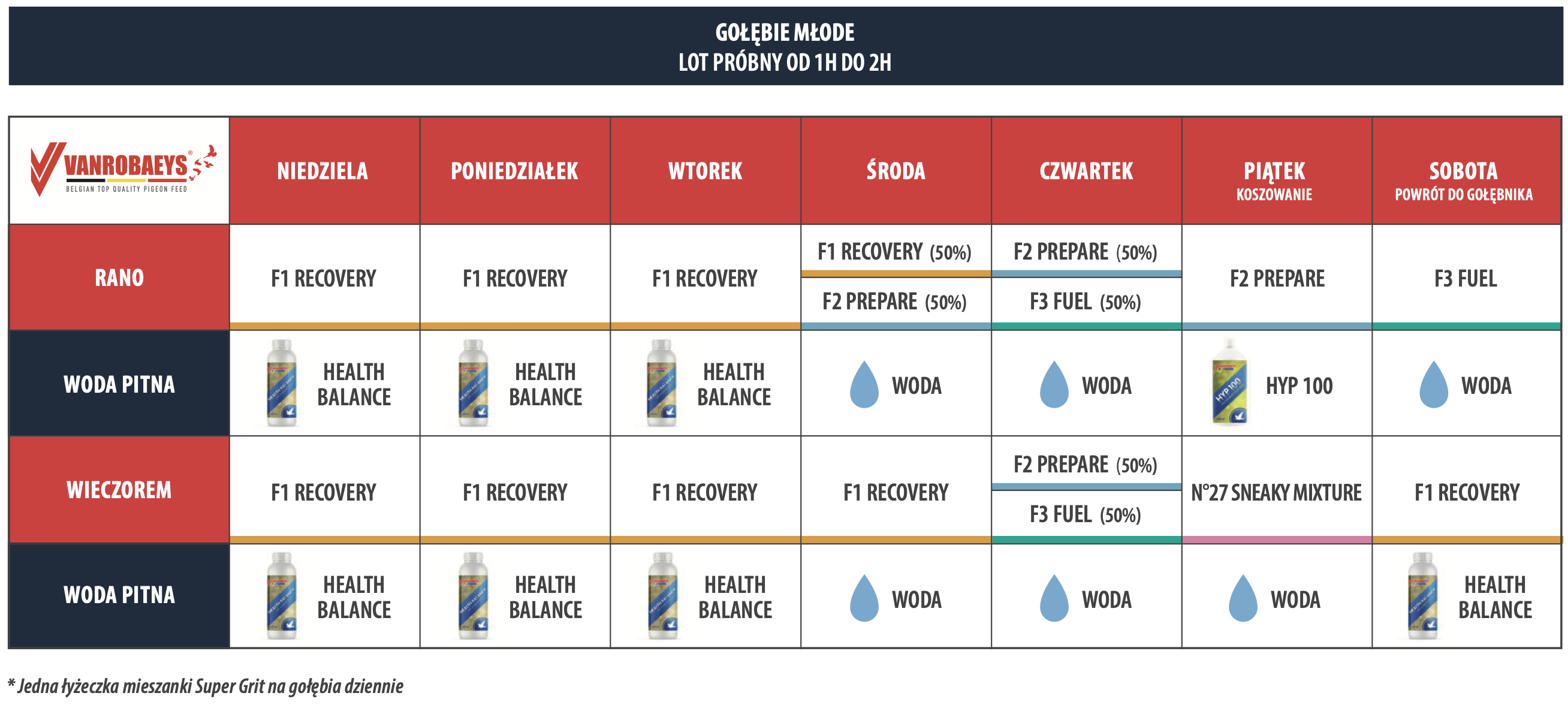GOŁĘBIE MŁODE LOT PRÓBNY OD 1H DO 2H